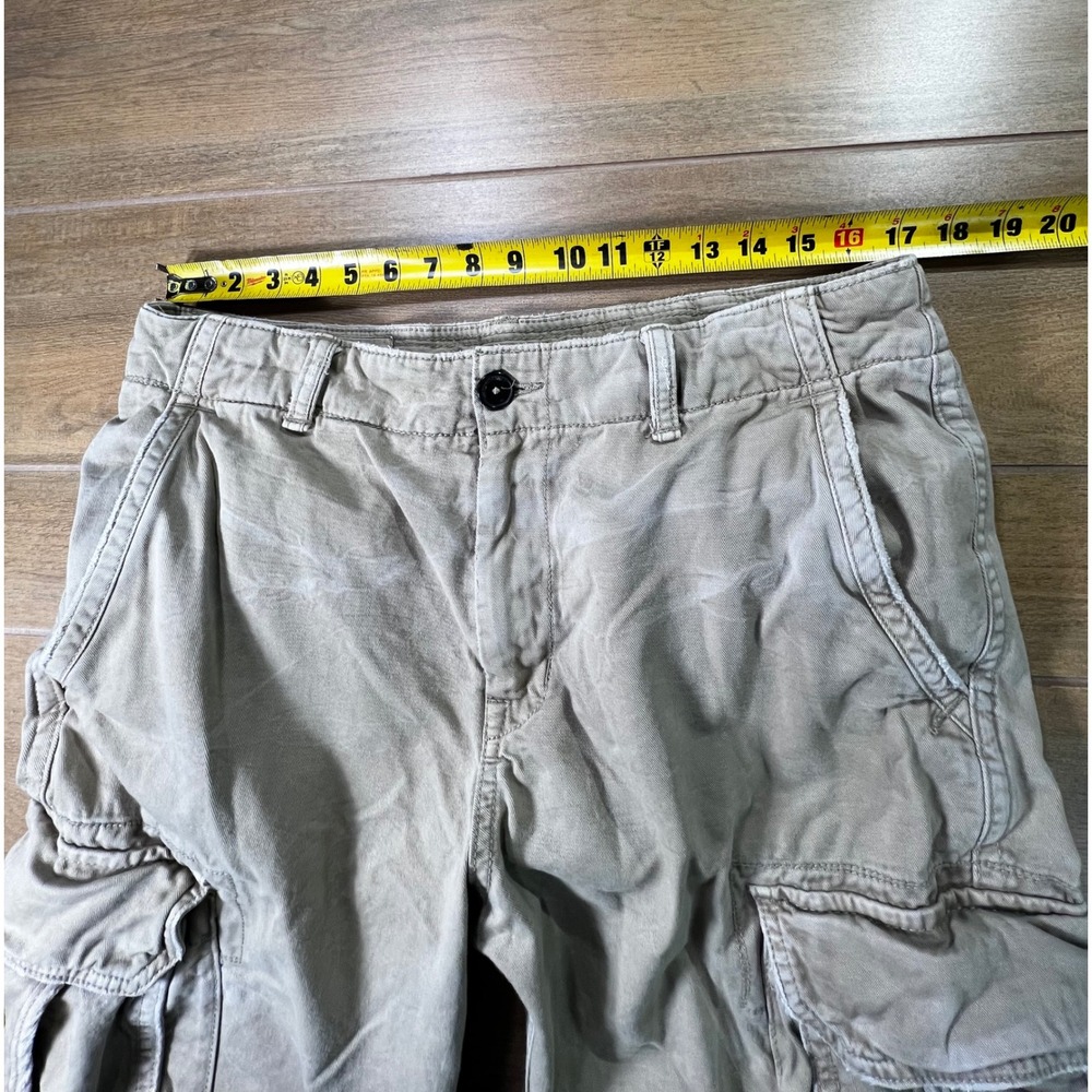 American Eagle Outfitters Mens Khaki Cargo Pants Relaxed Fit Distressed Sz 34x31 - Picture 6 of 10